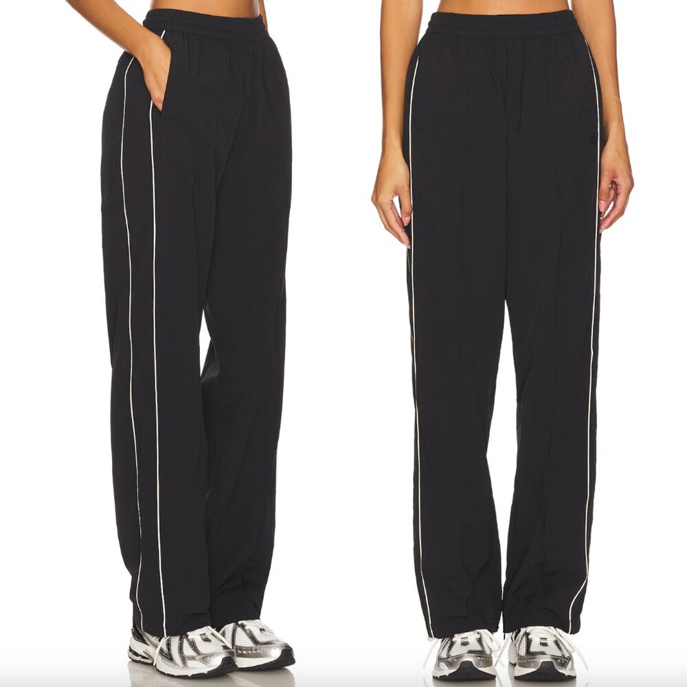 Black Track Pants with Side Stripe